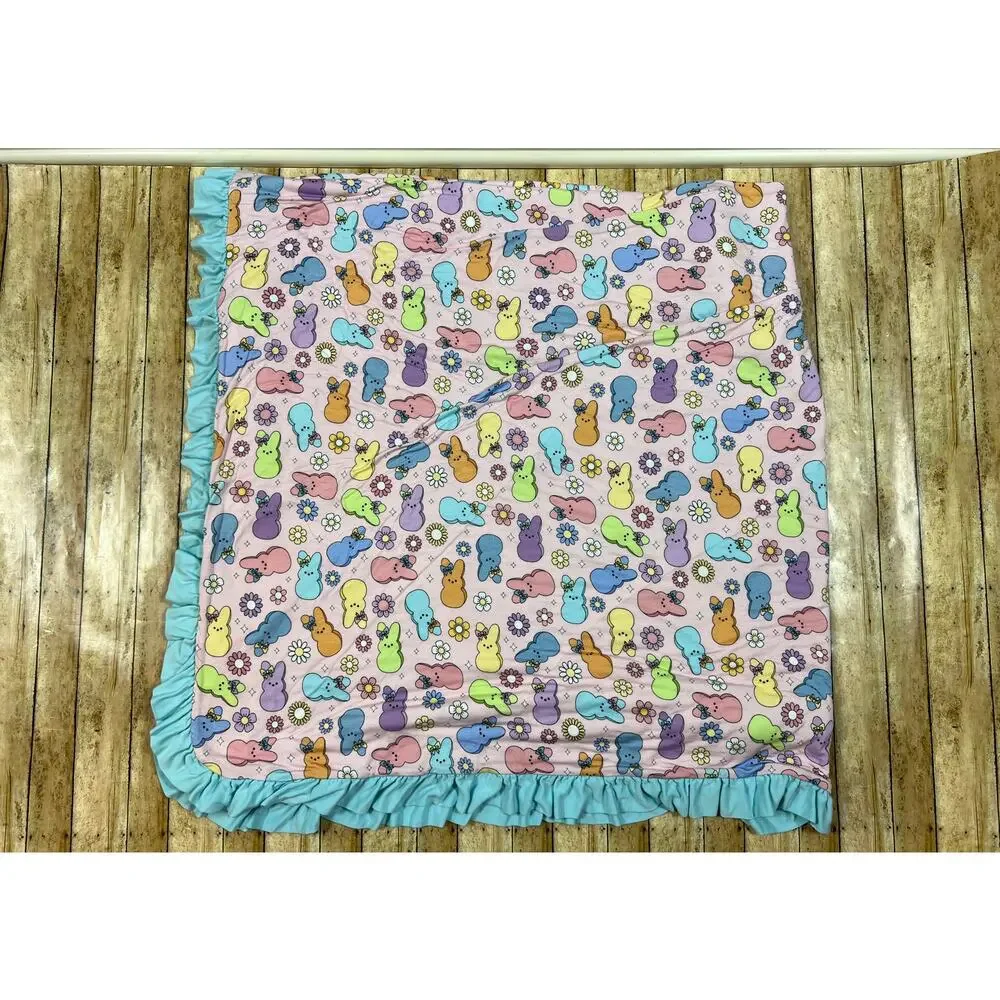 Posh Peanut Addison Mae Peeps Luxe Patoo Bamboo Blanket Ruffle 60x60